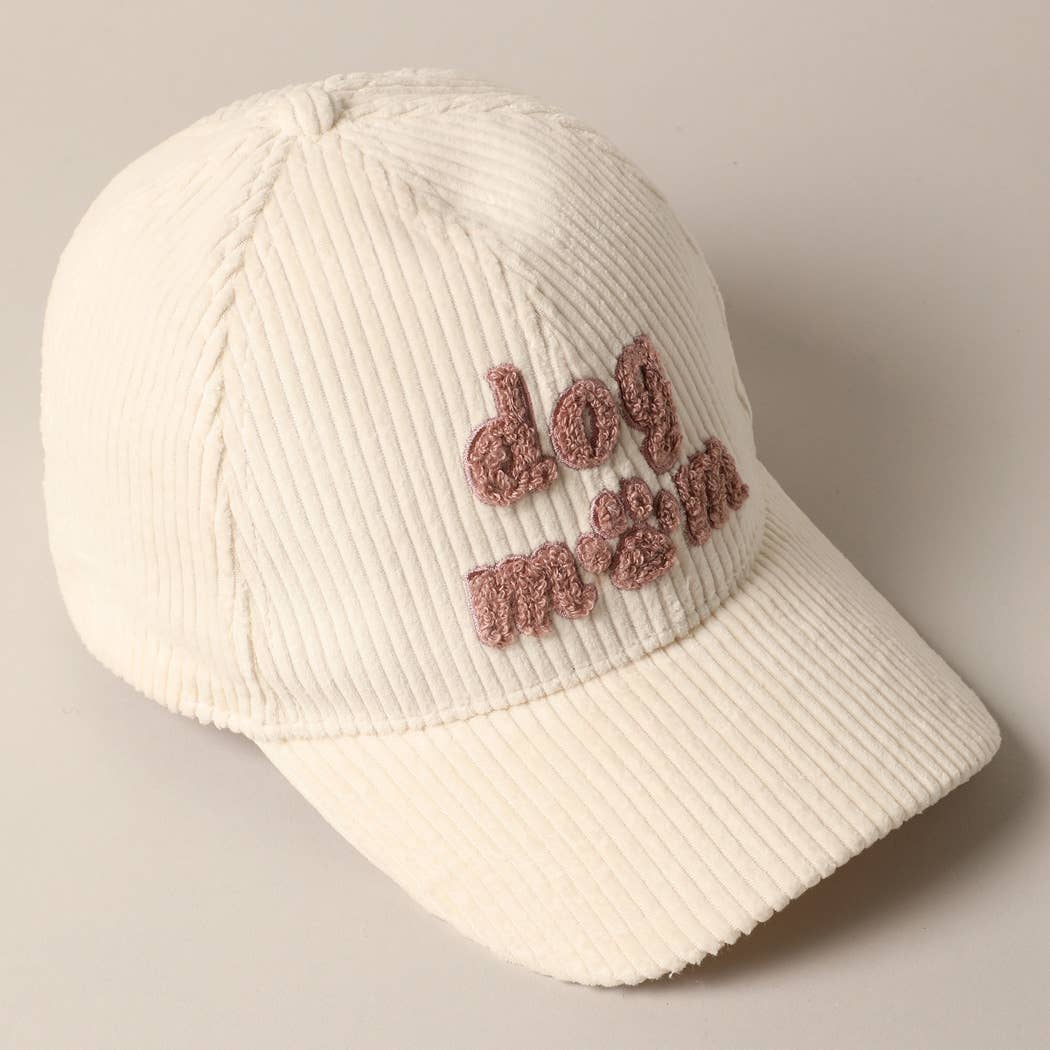 Dog Mom Chenille Corduroy Baseball Hat