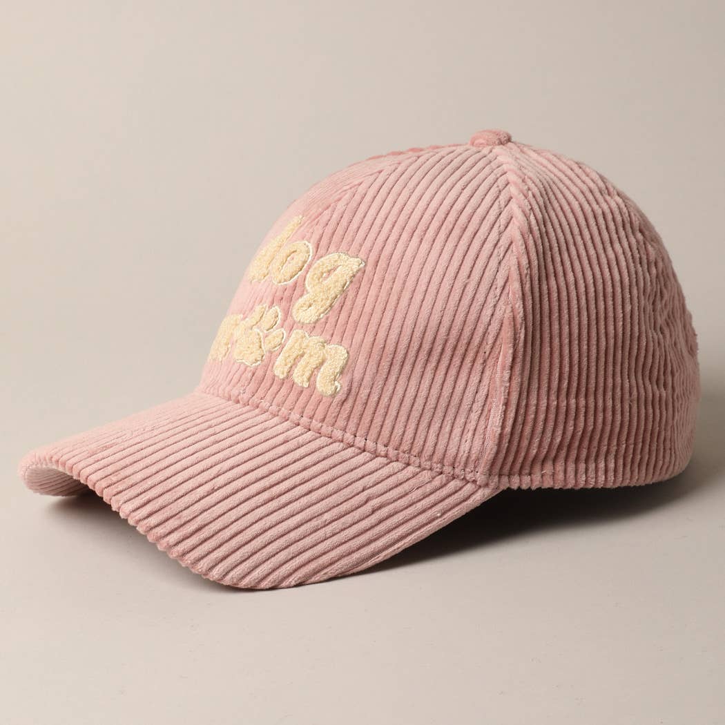 Dog Mom Chenille Corduroy Baseball Hat