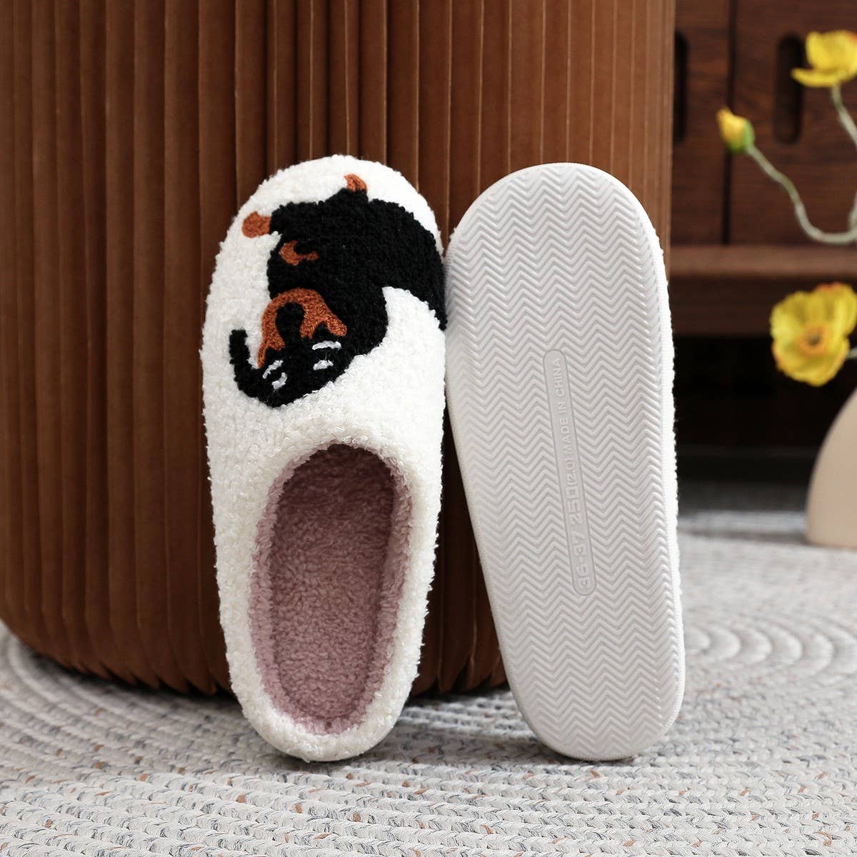 Embroidered Cotton Slippers for Dachshund Lovers