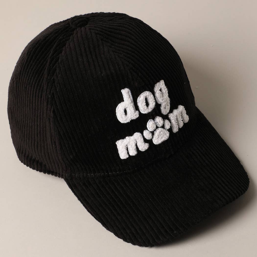 Dog Mom Chenille Corduroy Baseball Hat