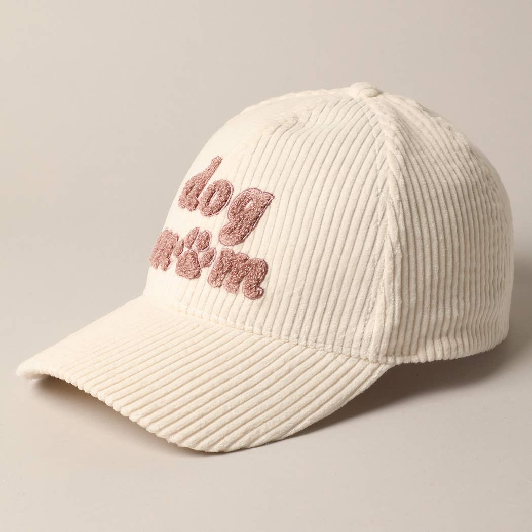 Dog Mom Chenille Corduroy Baseball Hat