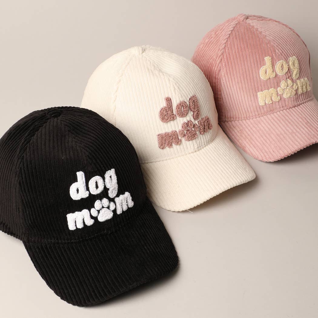Dog Mom Chenille Corduroy Baseball Hat