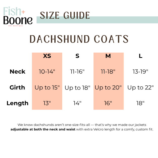 Dachshund Coat Size Guide