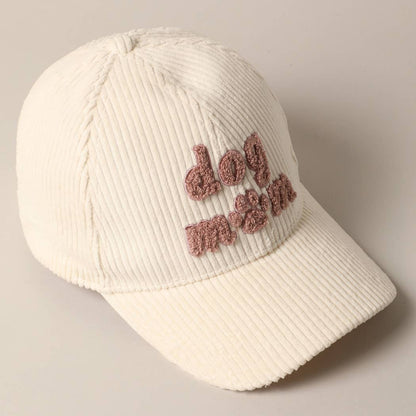 Dog Mom Chenille Corduroy Baseball Hat