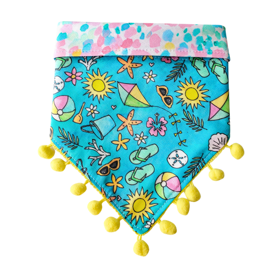 Beach Day Reversible Slip-On Dog Collar Bandana
