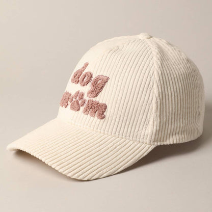 Dog Mom Chenille Corduroy Baseball Hat