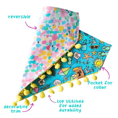 Beach Day Reversible Slip-On Dog Collar Bandana