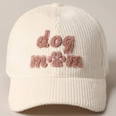 Dog Mom Chenille Corduroy Baseball Hat
