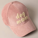 Dog Mom Chenille Corduroy Baseball Hat