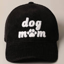 Dog Mom Chenille Corduroy Baseball Hat