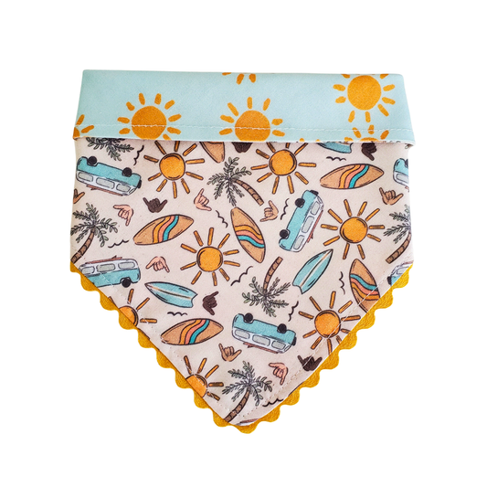 Surfs Up Reversible Slip-On Dog Collar Bandana