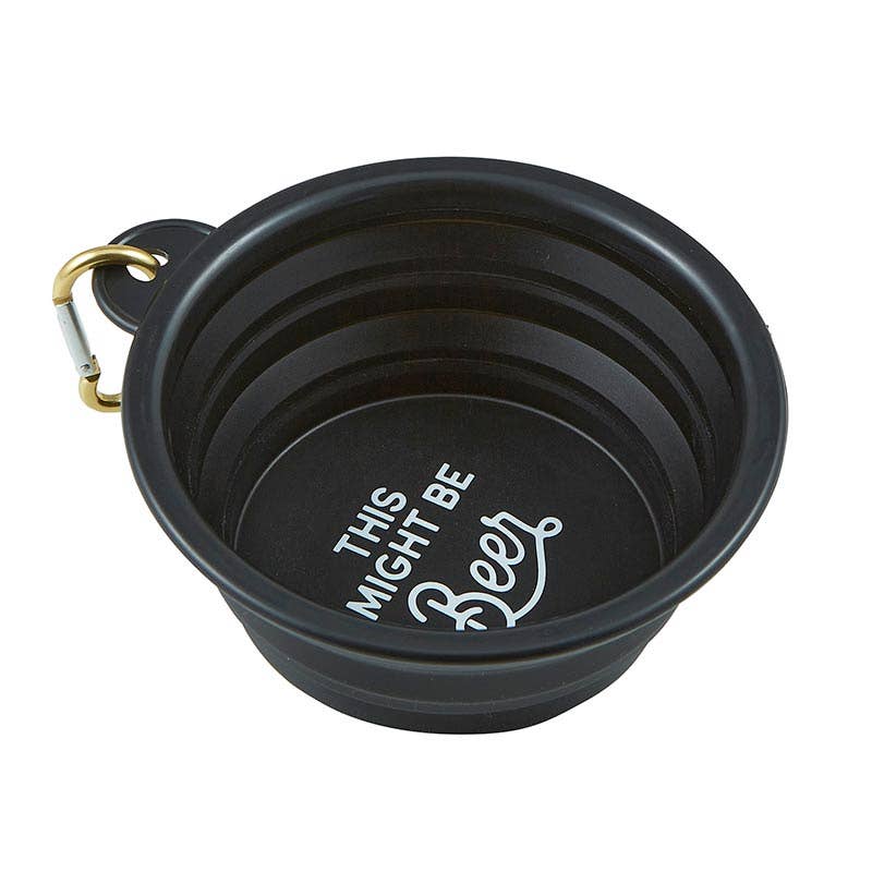 This Might Be Beer Collapsible Dog Bowl with Carabiner