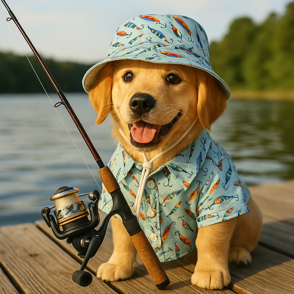 Gone Fishin' Dog Button-Up Shirt