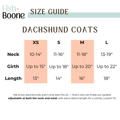 Dachshund Coat Size Guide