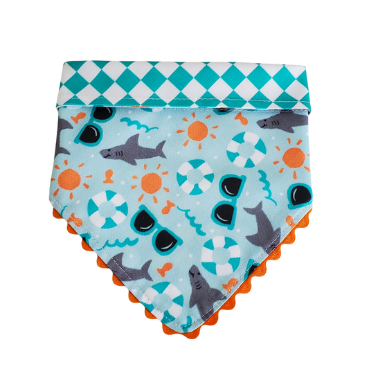 Sharks Reversible Slip-On Dog Collar Bandana