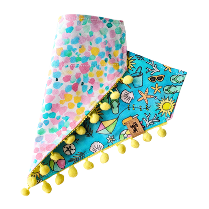 Beach Day Reversible Slip-On Dog Collar Bandana