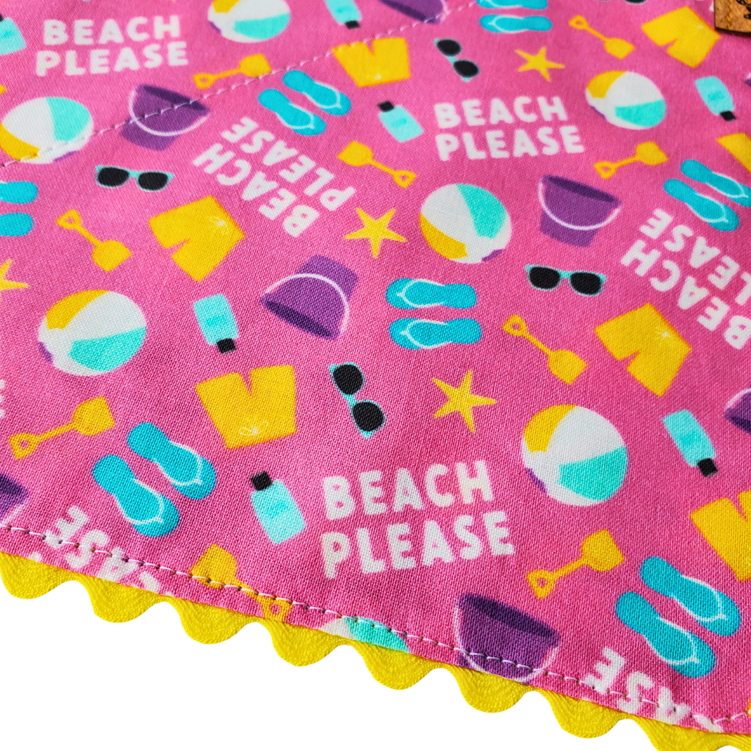 Beach Please Reversible Slip-On Dog Collar Bandana