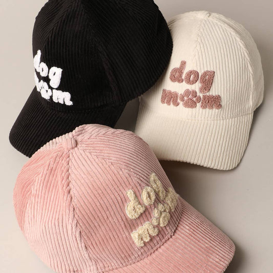 Dog Mom Chenille Corduroy Baseball Hat