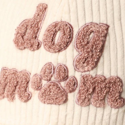 Dog Mom Chenille Corduroy Baseball Hat